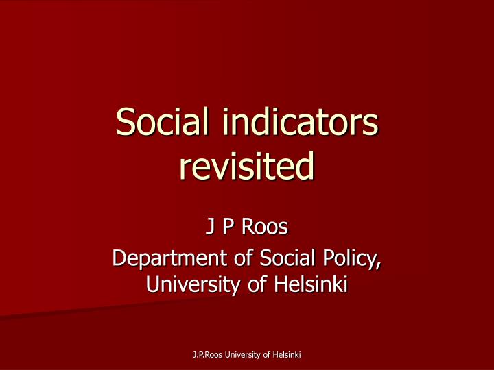 social indicators revisited