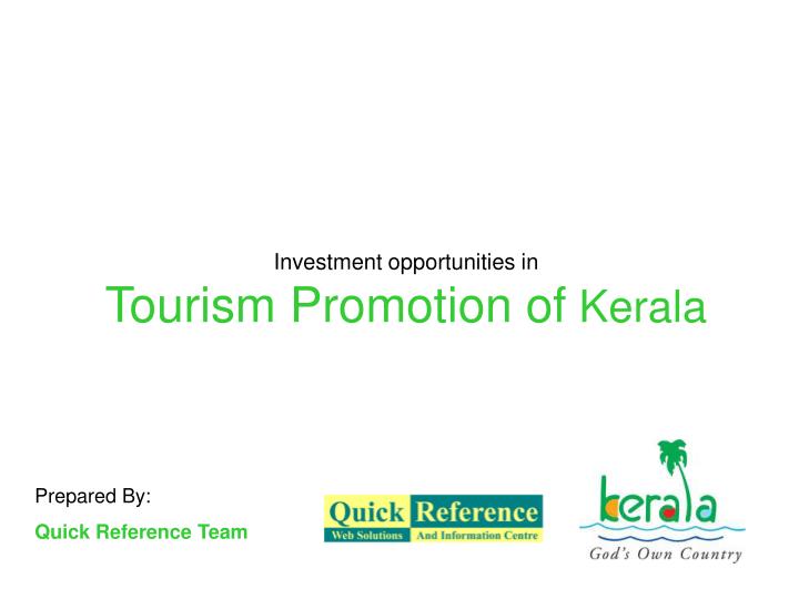 investment opportunities in tourism promotion of kerala