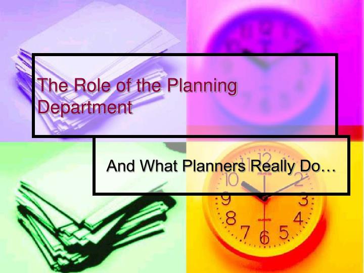 the role of the planning department