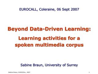 Beyond Data-Driven Learning: Learning activities for a spoken multimedia corpus