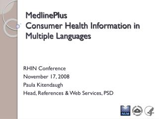 MedlinePlus Consumer Health Information in Multiple Languages