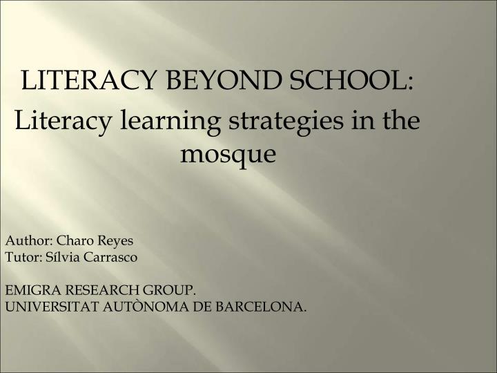 literacy beyond school literacy learning strategies in the mosque