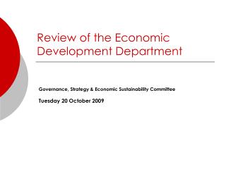 Review of the Economic Development Department