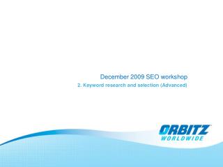 December 2009 SEO workshop