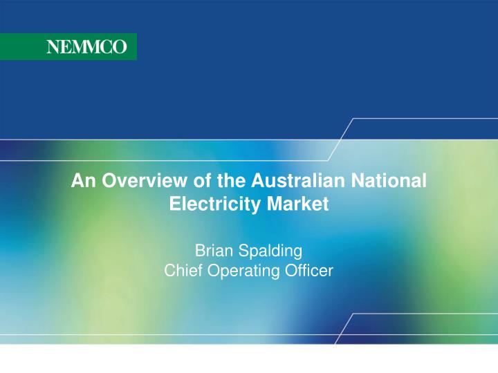 an overview of the australian national electricity market
