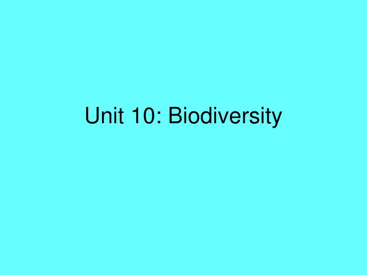 unit 10 biodiversity