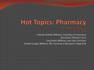 Hot Topics: Pharmacy ACHA Annual Meeting June 4, 2010