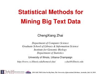 Statistical Methods for Mining Big Text Data