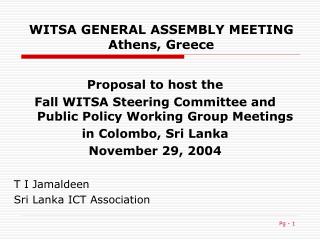 WITSA GENERAL ASSEMBLY MEETING Athens, Greece