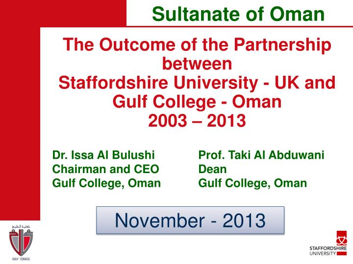 the outcome of the partnership between staffordshire university uk and gulf college oman 2003 2013