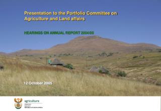 Presentation to the Portfolio Committee on Agriculture and Land affairs