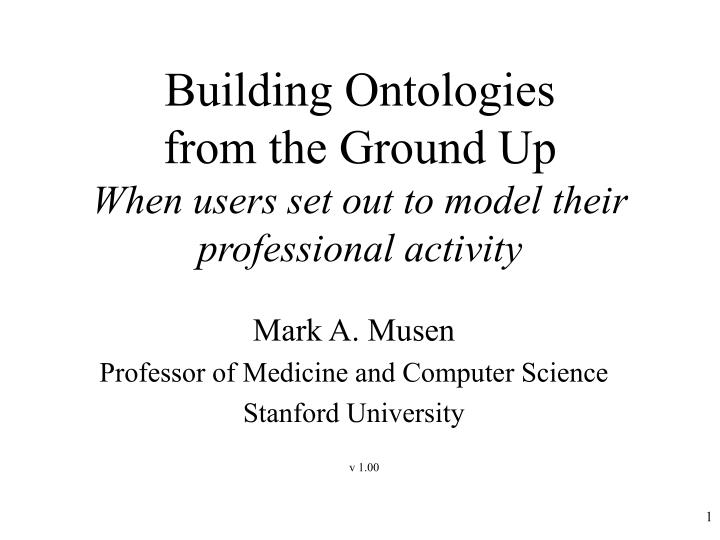 building ontologies from the ground up when users set out to model their professional activity