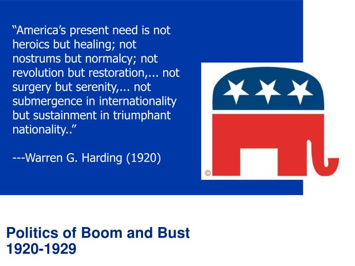 politics of boom and bust 1920 1929