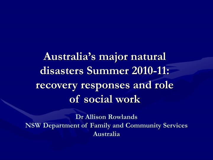 dr allison rowlands nsw department of family and community services australia
