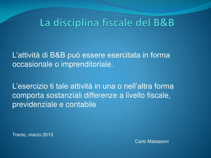 la disciplina fiscale del b b