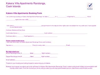 Kakera Villa Apartments Booking Form