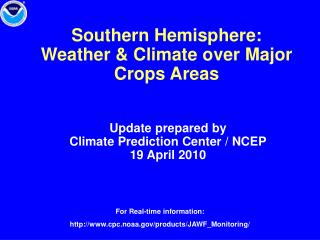 Southern Hemisphere: Weather &amp; Climate over Major Crops Areas