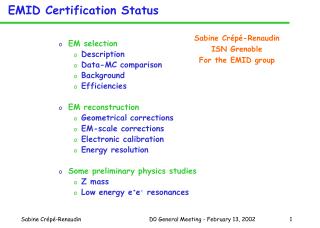 EMID Certification Status