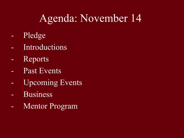 agenda november 14