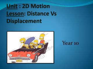 Unit : 2D Motion Lesson : Distance Vs Displacement