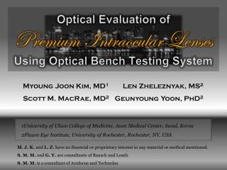 Optical Evaluation of Premium Intraocular Lenses Using Optical Bench Testing System