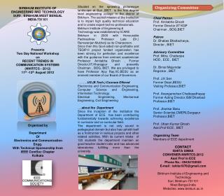 BIRBHUM INSTITUTE OF ENGINEERING AND TECHNOLOGY SURI , BIRBHUM,WEST BENGAL INDIA-731101 Presents