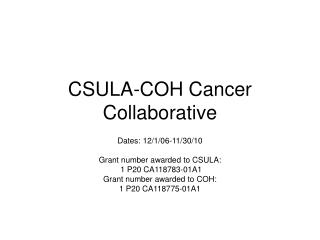CSULA-COH Cancer Collaborative