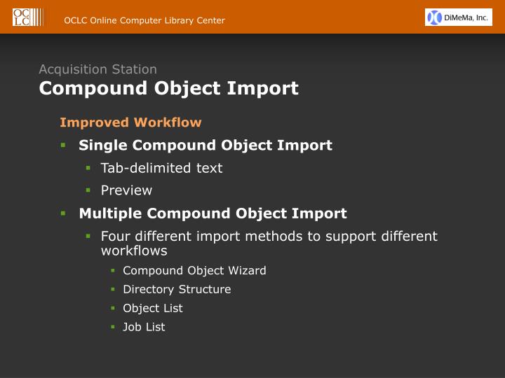 acquisition station compound object import