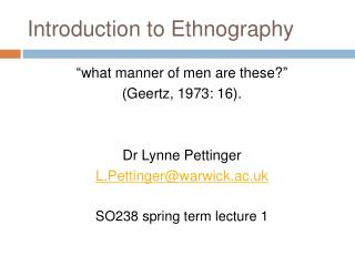 Introduction to Ethnography