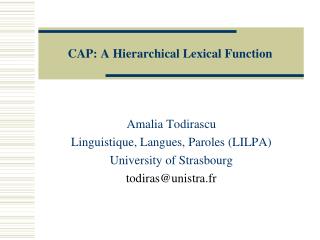 CAP: A Hierarchical Lexical Function