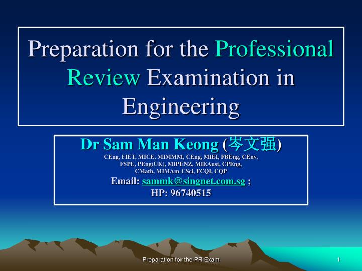 preparation for the professional review examination in engineering
