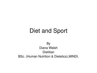 Diet and Sport