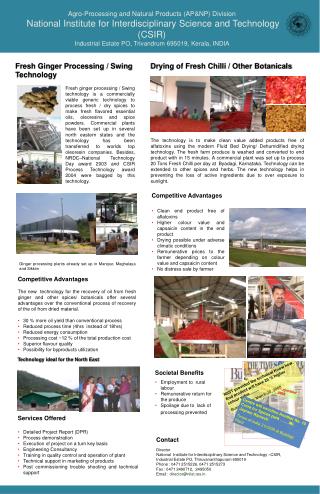 Agro-Processing and Natural Products (AP&amp;NP) Division