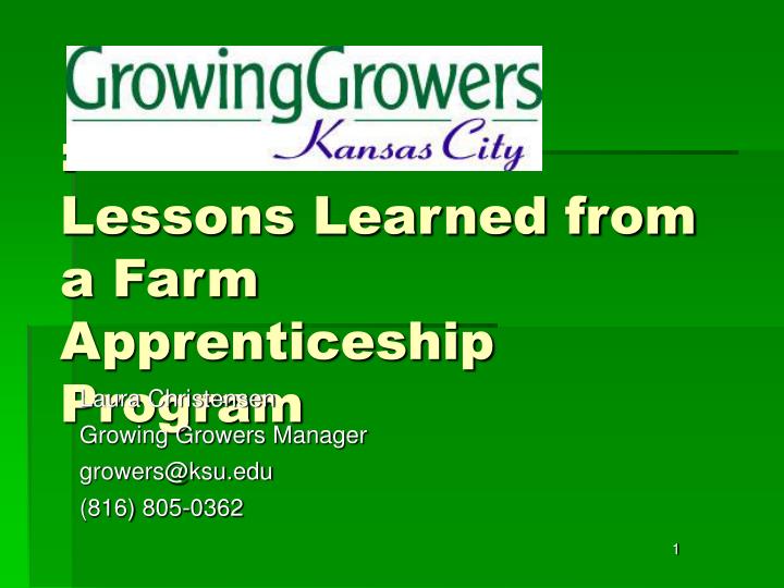 lessons learned from a farm apprenticeship program