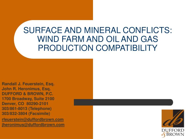 surface and mineral conflicts wind farm and oil and gas production compatibility
