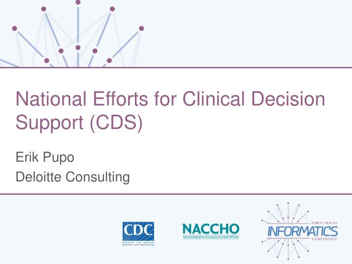 national efforts for clinical decision support cds