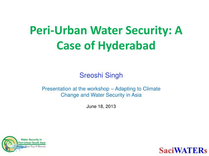 peri urban water security a case of hyderabad