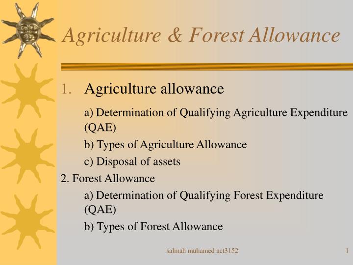 agriculture forest allowance