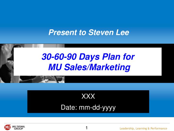 30 60 90 days plan for mu sales marketing