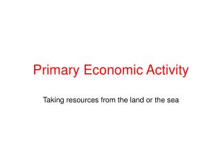 Primary Economic Activity