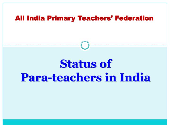 status of para teachers in india