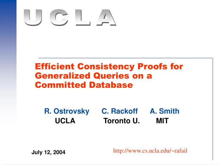 efficient consistency proofs for generalized queries on a committed database