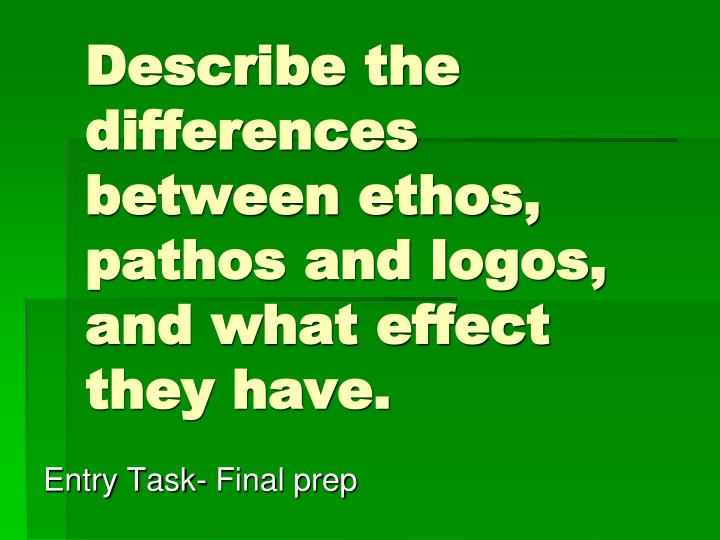 describe the differences between ethos pathos and logos and what effect they have