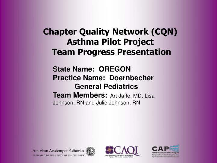chapter quality network cqn asthma pilot project team progress presentation