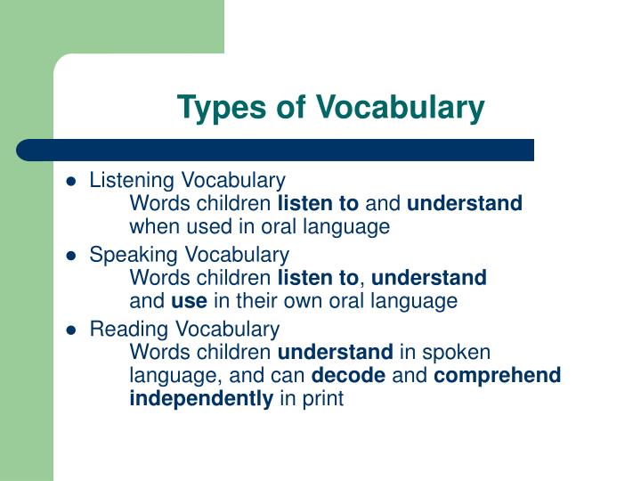 types of vocabulary