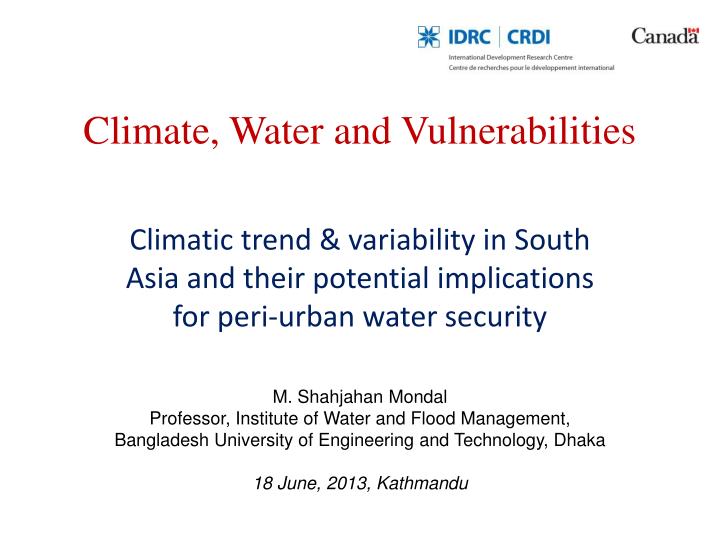 climate water and vulnerabilities