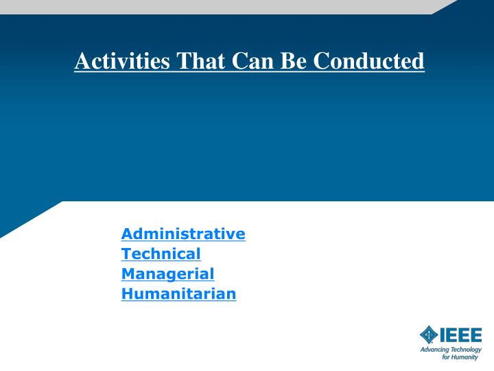 activities that can be conducted