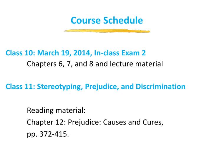 course schedule