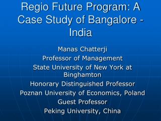 Regio Future Program: A Case Study of Bangalore - India