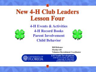 New 4-H Club Leaders Lesson Four